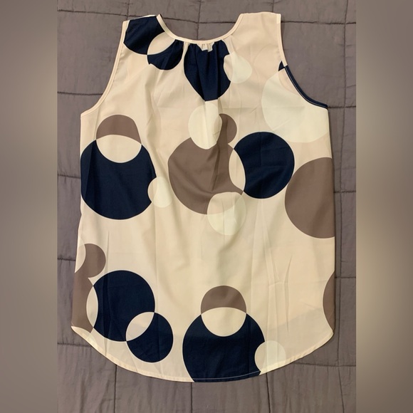 Sleeveless Polka Dot Camisole in Cream, Navy & Taupe - Picture 2 of 6